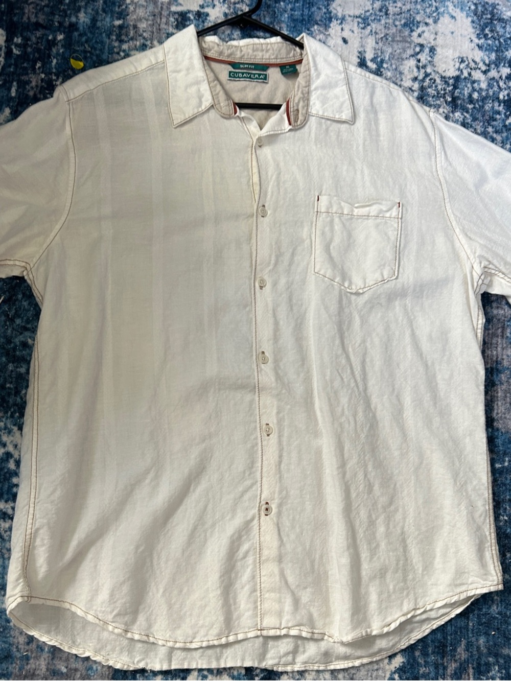 Cubavera Men's White Short-Sleeve Button-Down Shirt
